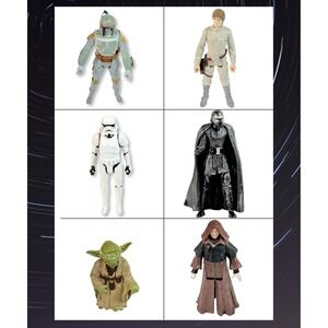 Star Wars Figure Lot Boba Fett Luke Kylo Ren Palpatine Stormtrooper Yoda Dagobah